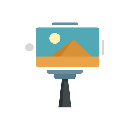 Selfie stick icon. Flat illustration of Selfie stick icon isolated on white backgroundの写真素材