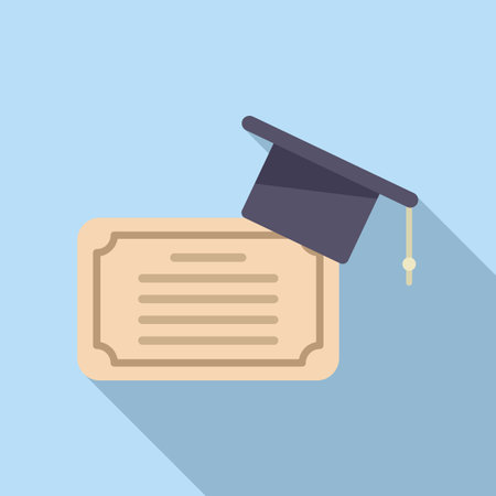 Academic graduation icon flat . Book study. Work testの写真素材