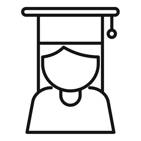 Student graduation icon outline . Study final. Academic paperの写真素材