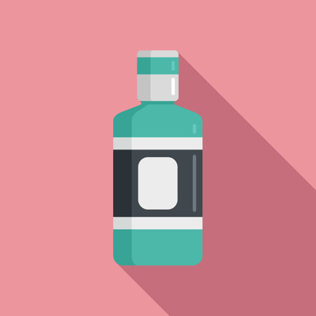 Teeth mouthwash icon flat . Dental wash. Mint freshの写真素材