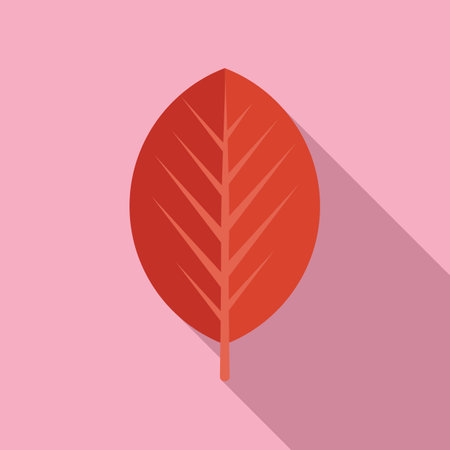 Red leaf icon flat . September plant. Oak treeの写真素材