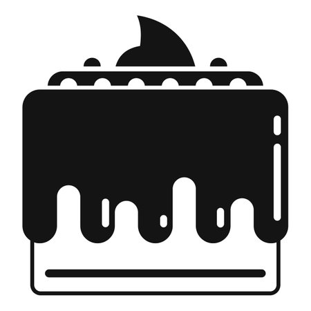 Candle cake icon simple . Chocolate party. Food pastryの写真素材