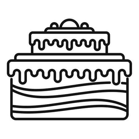 Cake dessert icon outline . Happy party. Sweet creamの写真素材