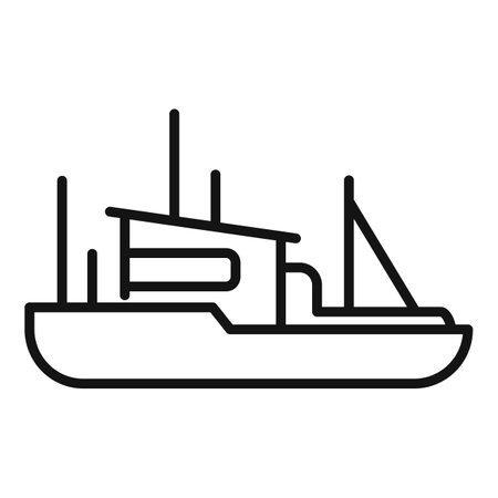 Fishing boat icon outline . Fish ship. Sea vesselの写真素材