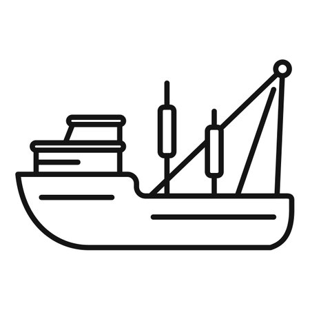 Cargo fishing boat icon outline . Fish ship. Sea vesselの写真素材