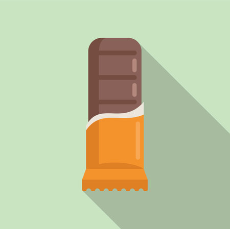 Chocolate snack bar icon flat . Granola food. Healthy energyの写真素材