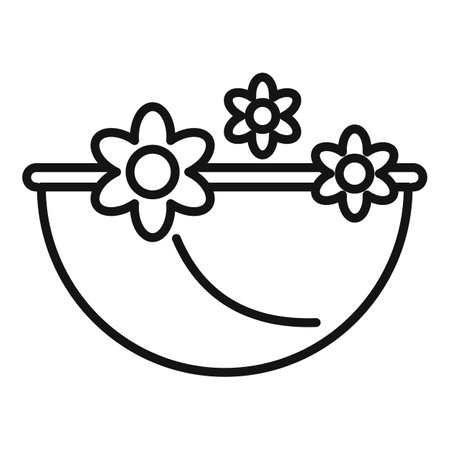 Flower foot bath icon outline . Water spa. Care bodyの写真素材