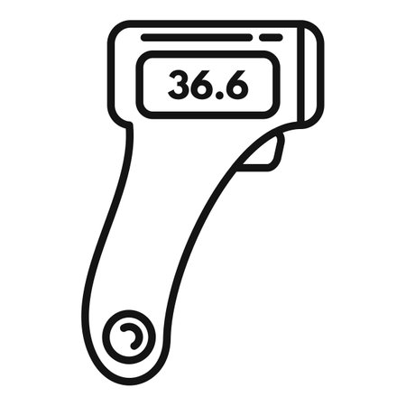 Digital thermometer icon outline . Infrared temperature. Medical feverの写真素材