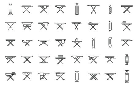 Ironing board icons set outline vector. Cloth domestic. Fabric clothesのイラスト素材