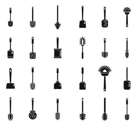 Toilet brush icons set simple vector. Home clean. Brush equipmentのイラスト素材