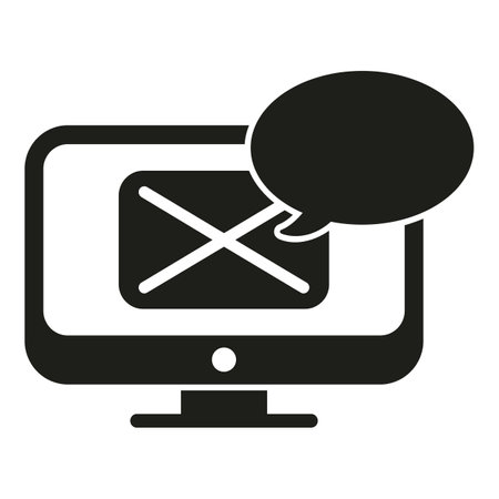 Monitor message icon simple vector. Mobile internet. Web contactのイラスト素材
