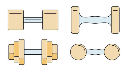 Hand dumbbell icon set. Outline set of hand dumbbell vector icons thin line color flat on whiteのイラスト素材