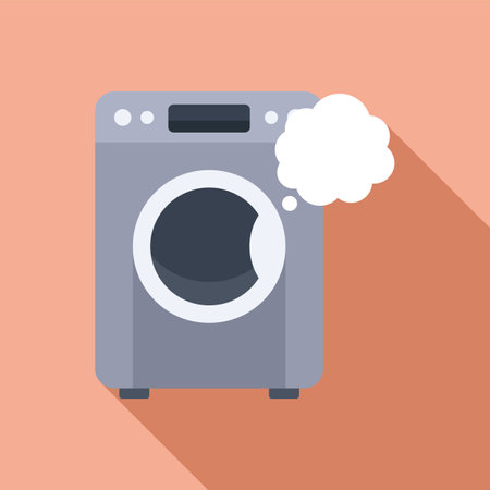 Broken new washing machine icon flat vector. Electrical apparatus. Service accidentのイラスト素材