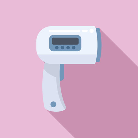 Gun scan device icon flat vector. Temperature check. Remote infraredのイラスト素材