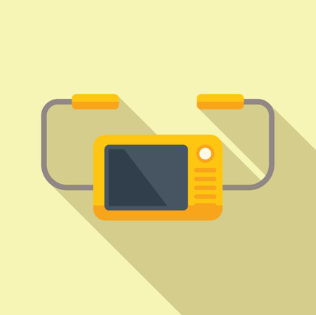 Emergency defibrillator icon flat vector. Automatic care. Person cardiac problemのイラスト素材