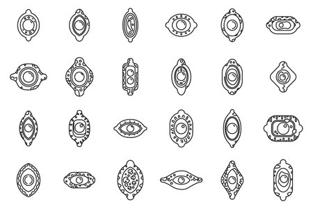 Khachapuri icons set outline vector. Food bakery pie. Georgian menu breadのイラスト素材