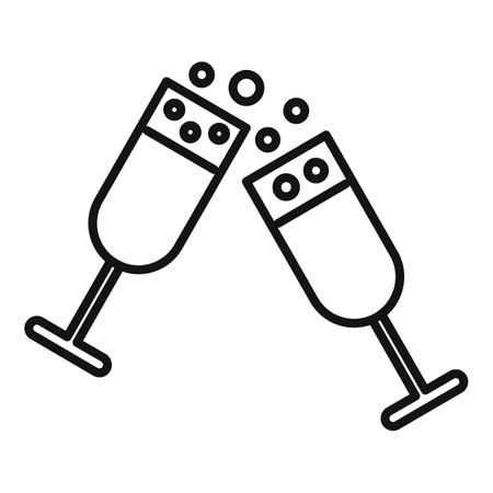 Event champagne glasses icon outline vector. Marriage couple. Romantic pairのイラスト素材