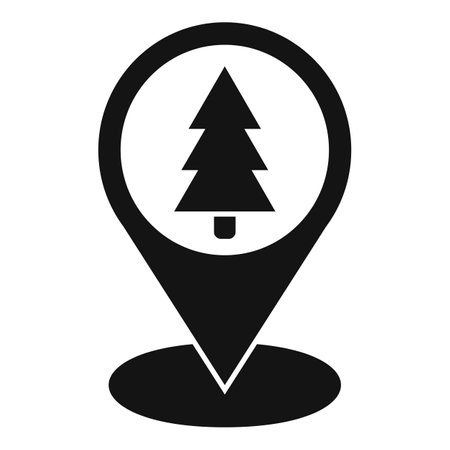 Campsite forest location icon simple vector. Healthy cabin. Outdoor resort adventureのイラスト素材