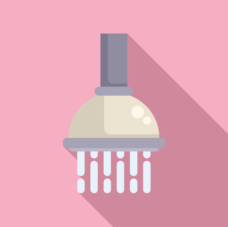 Water drops bathroom icon flat vector. Shower head. Restroom tubのイラスト素材