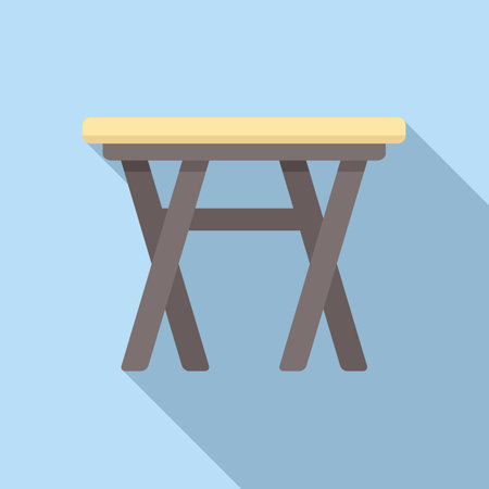 Wooden table icon flat vector. Yard plan. Summer above spaceのイラスト素材