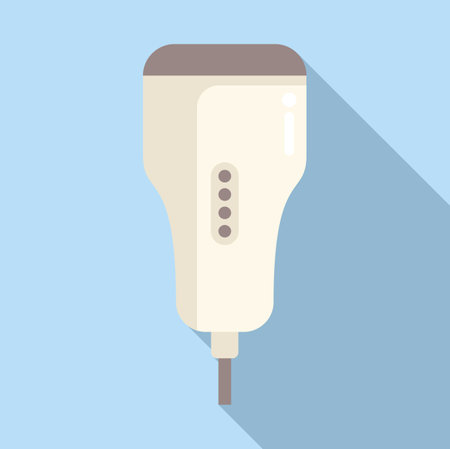Health exam icon flat vector. Device ultra sound. Ultrasonic cardiacのイラスト素材