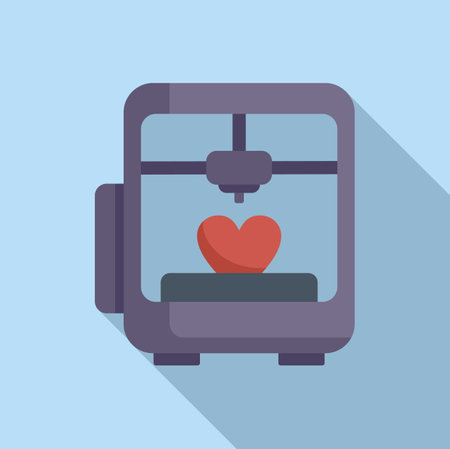 Heart bioprinting icon flat vector. Monitor science. Medica future dnaのイラスト素材
