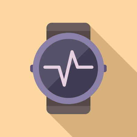 Runner heart rate watch icon flat vector. Digital app. Workout sportのイラスト素材