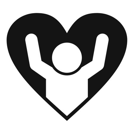 Unit love heart icon simple vector. Support palm. Father darkのイラスト素材