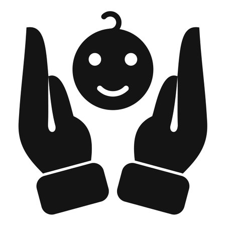 Hand help support icon simple vector. Dark unit. Shield palm motherのイラスト素材