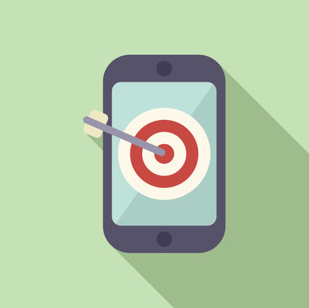 Seo phone target icon flat vector. Rank boost. Net exploreのイラスト素材