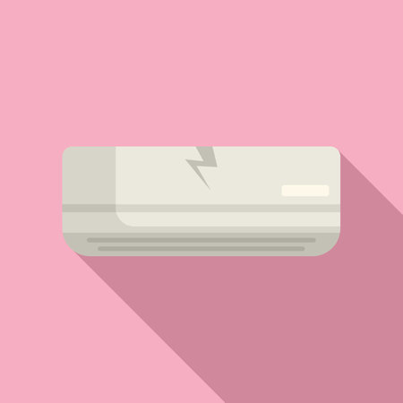 Cracked air conditioner icon flat vector. Filter clean. Broken pump systemのイラスト素材