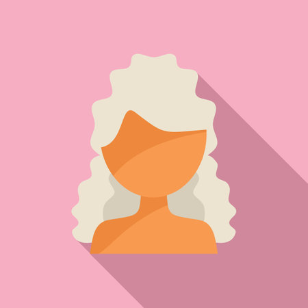 Long curly hairs icon flat vector. Woman fashion model. Care salon faceのイラスト素材