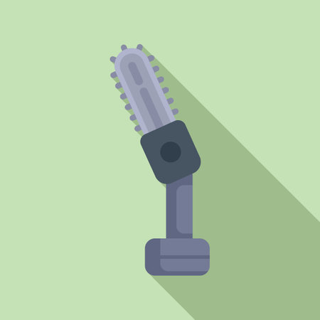 Tree trimming chainsaw icon flat vector. Work accessory. Power safetyのイラスト素材