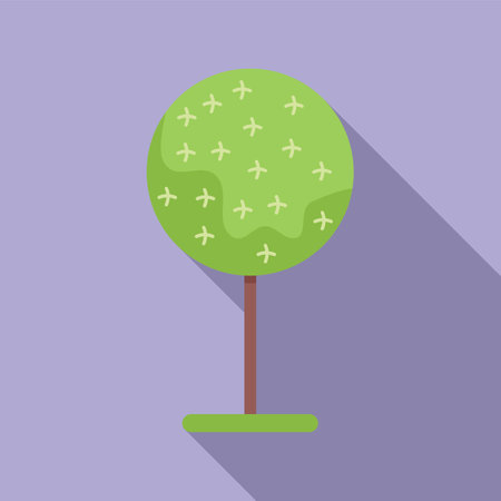 Round trimmed tree icon flat vector. Pruning saw. Machinery outsideのイラスト素材