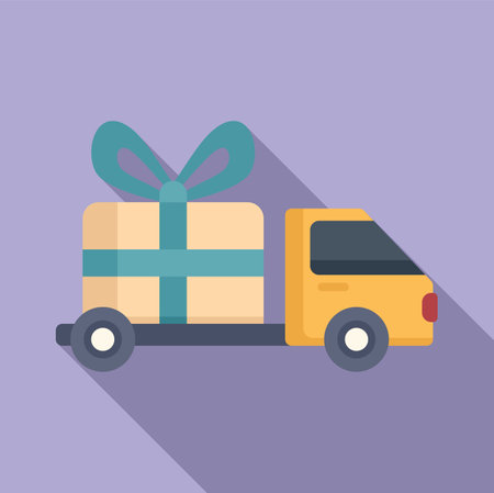 Parcel delivery truck icon flat vector. Fast shipping. Order service parcelのイラスト素材