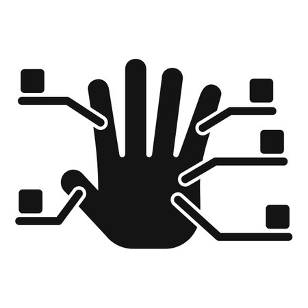 Signature palm scanning icon simple vector. Board code. Face id connectのイラスト素材