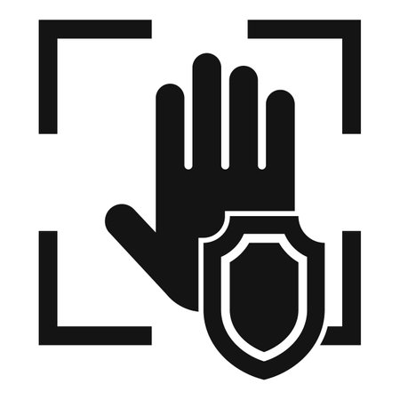 Secured palm scanning icon simple vector. Automatic software. Data privacyのイラスト素材