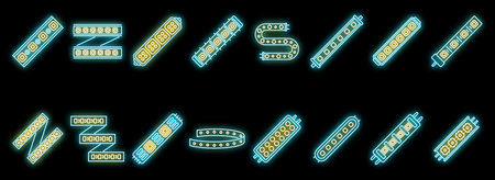 Led strip lights icons set outline vector. Module led. Light bright stripe neon isolatedのイラスト素材