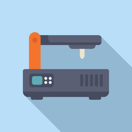 Cnc machine icon flat vector. Mill controller. Tool press industry