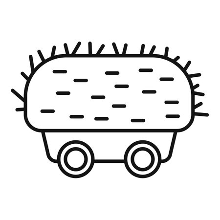 Farm wooden cart icon outline vector. Bale hay farm. Field food stack dryのイラスト素材
