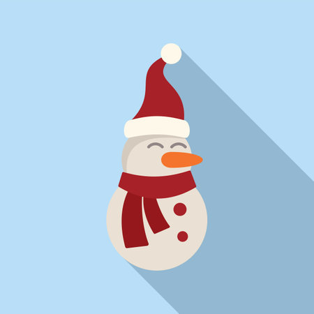 Snow man icon flat vector. Character costume festive. Happy New Yearのイラスト素材