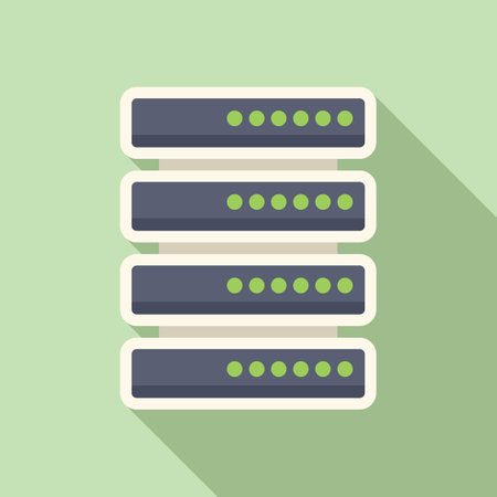 Server data equipment icon flat vector. Computer storage. Hardware focus plasticのイラスト素材