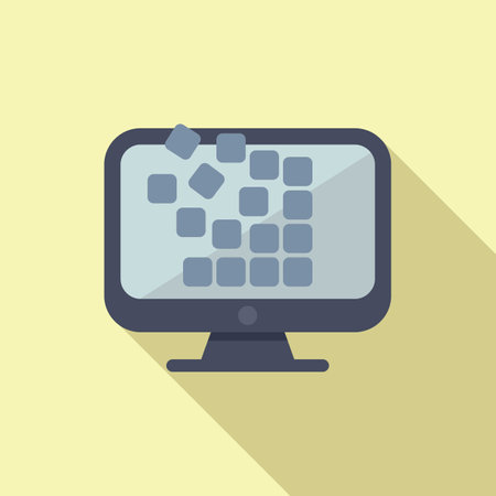 Monitor data storage icon flat vector. Shutter cloud. Data center backupのイラスト素材
