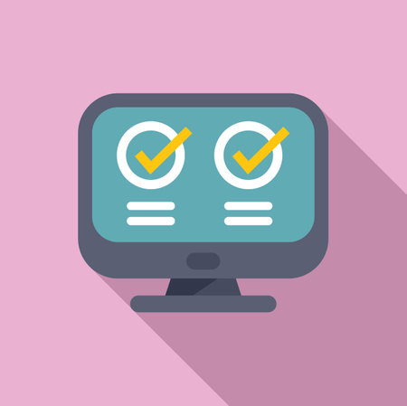 Approved online registration icon flat vector. Multifactor pc device. Digital data codeのイラスト素材