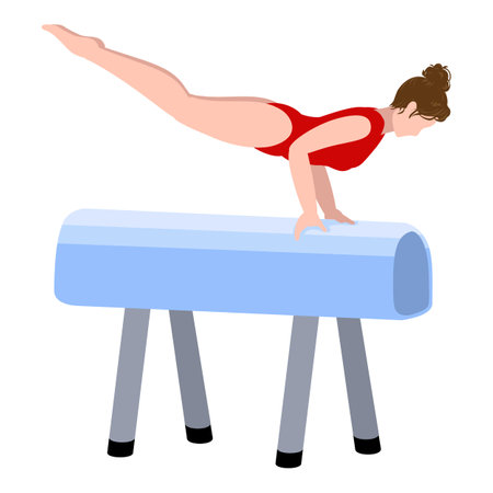 Exercise pommel horse icon cartoon vector. Indoor female person training. Sport acrobaticのイラスト素材