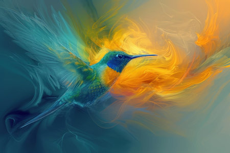 Abstract bird. Fly travel tree. Generate Aiの素材