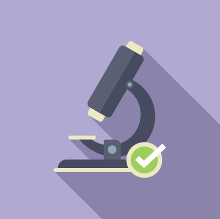 Microscope tested product icon flat vector. Safety policy. Check form productのイラスト素材
