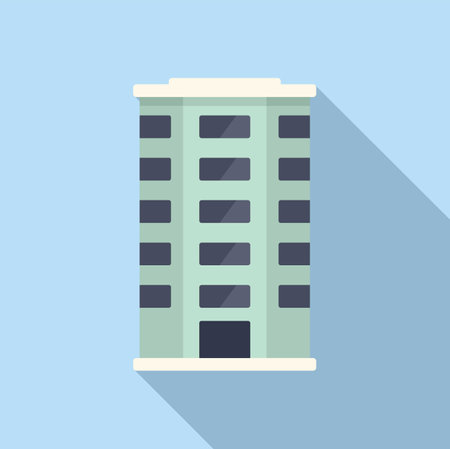 House multistory building icon flat vector. Floor city gym. Home modern blockのイラスト素材