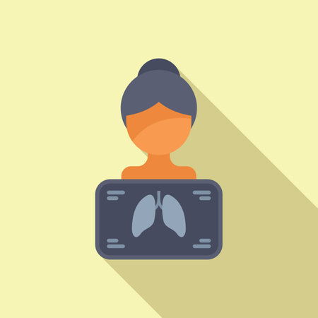 Female lungs diagnosis icon flat vector. Control patient treatment. Respiratory analysisのイラスト素材