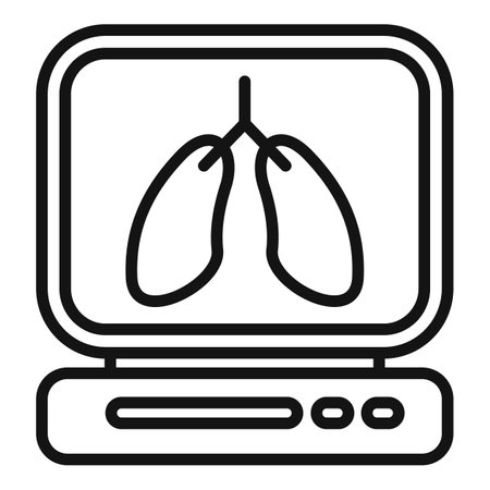Lungs exam icon outline vector. Xray online image. Analysis controlのイラスト素材